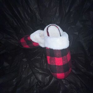 Women's or Men Buffalo Plaid Clog Slippers Red Black Check Massage House Shoes